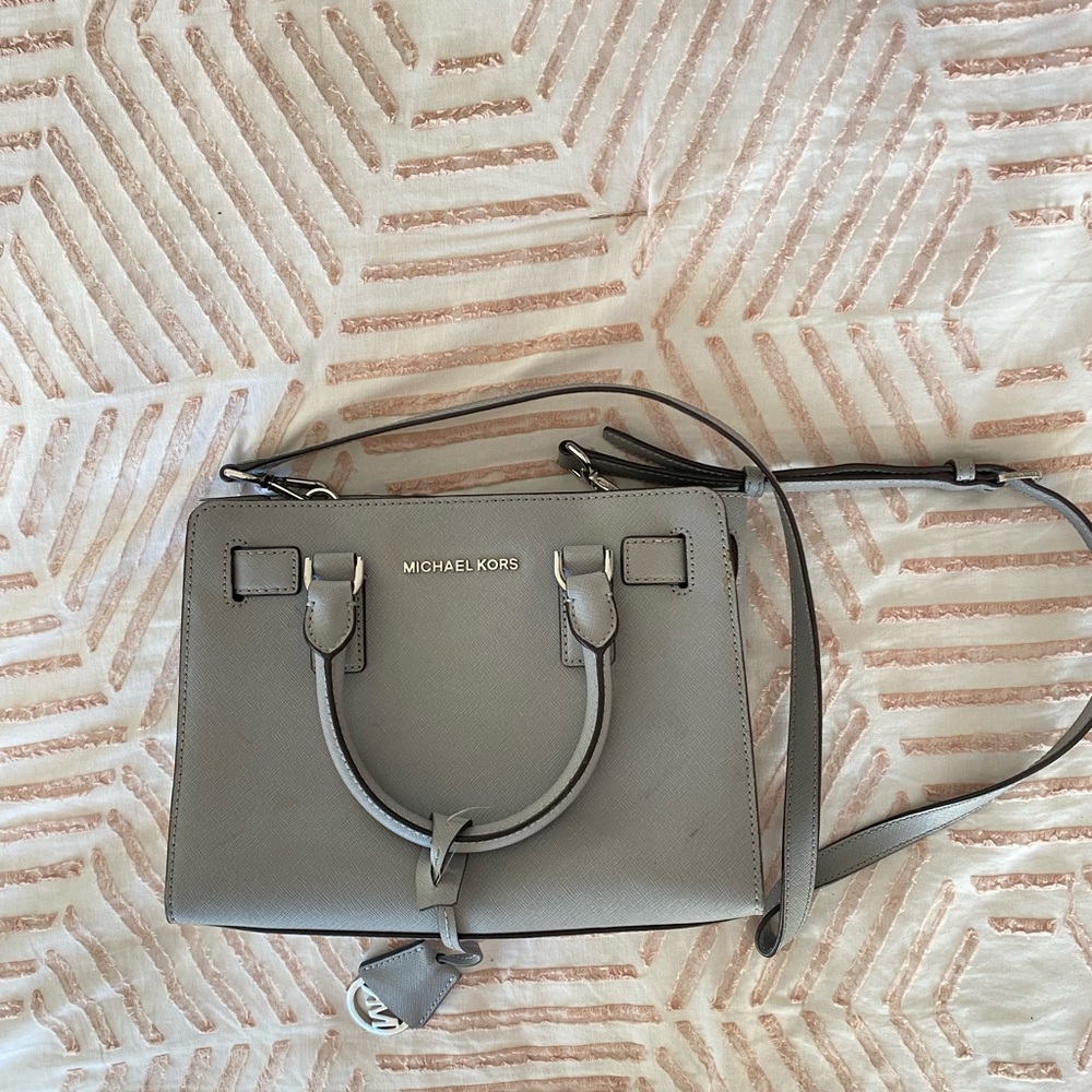 Michael Kors Taupe Satchel with Structured Shape and Adjustable Strap